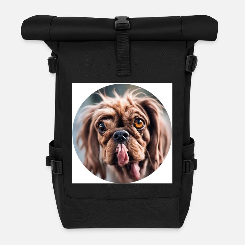 Hässlicher Hund Rundausschnitt - Rolltop Rucksack - Schwarz