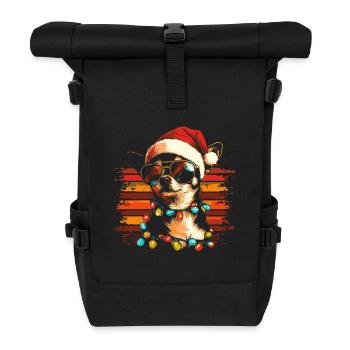 Cooler Chihuahua Weihnachten Weihnachtsfeier - Rolltop Rucksack - Schwarz - Vorne