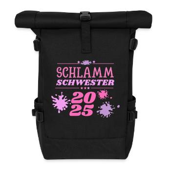 Schlamm Schwester 2025 muddy run Matsch Lauf Motto - Rolltop Rucksack - Schwarz - Vorne