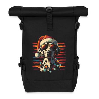 Dalmatien avec chapeau de Père Noël et lunettes de soleil - Sac à dos roll top - noir - Devant