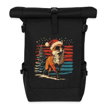 Cool fox with santa hat and sunglasses - Roll Top Backpack - black - Front