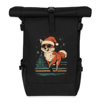 Fuchs mit Weihnachtsmütze und Sonnenbrille - Rolltop Rucksack - Schwarz - Vorne