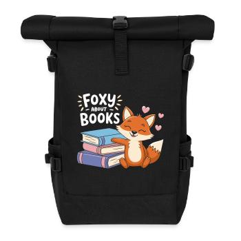 Süßer Fuchs mit Bücher lustiger Spruch - Rolltop Rucksack - Schwarz - Vorne
