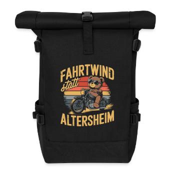 Rente Motorrad Ruhestand lustiger Spruch - Rolltop Rucksack - Schwarz - Vorne
