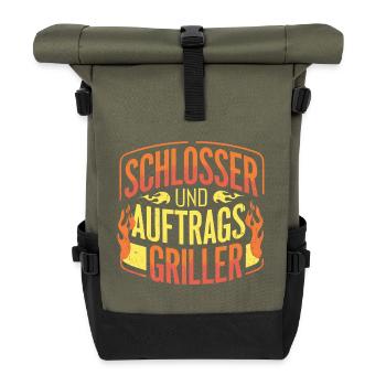 Schlosser und Auftragsgriller - Rolltop Rucksack - Olive/Schwarz - Vorne