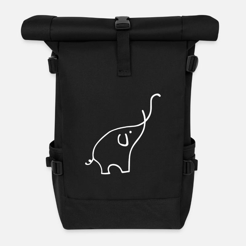 Elephant - Roll Top Backpack - black