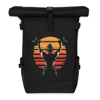 Kraftsport Gewichtheben Frau vintage Silhouette - Rolltop Rucksack - Schwarz - Vorne