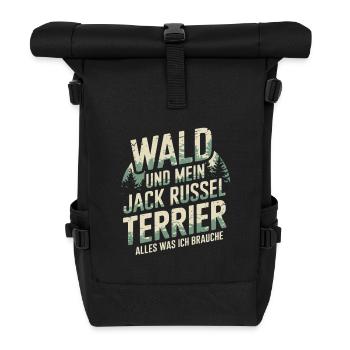 Wald und mein Jack Russel Terrier - Rolltop Rucksack - Schwarz - Vorne