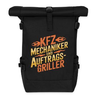 KFZ Mechaniker Grillen BBQ Spruch - Rolltop Rucksack - Schwarz - Vorne