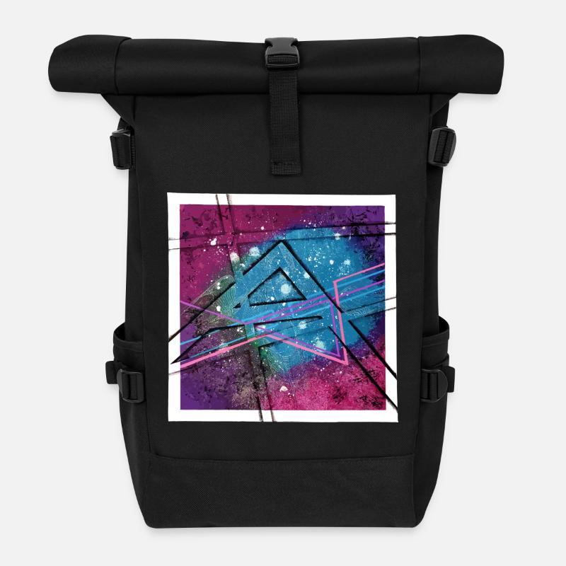 Abstrakte Kunst - Rolltop Rucksack - Schwarz