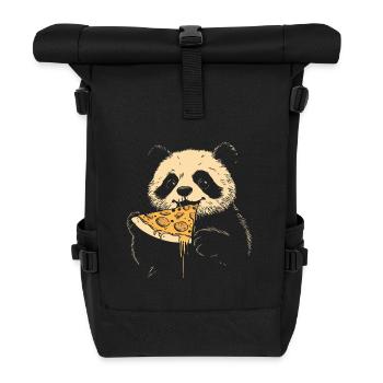 Panda mange de la pizza - Sac à dos roll top - noir - Devant