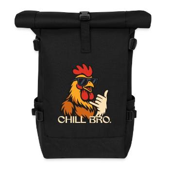 CHILL BRO. - Colles Huhn mit Sonnenbrille - Rolltop Rucksack - Schwarz - Vorne