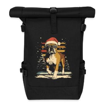 German boxer with sunglasses at Christmas - Roll Top Backpack - black - Front