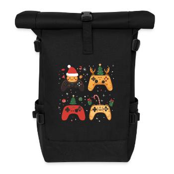 Gaming controller with Christmas decoration - Roll Top Backpack - black - Front