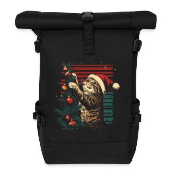 Cat Christmas Fairy Lights Christmas Tree - Roll Top Backpack - black - Front