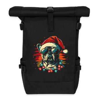 French Bulldog Christmas Fairy Lights - Roll Top Backpack - black - Front