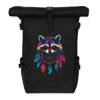 Raccoon Dream Catcher - Roll Top Backpack - black - Front