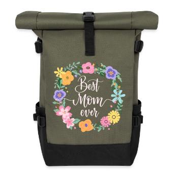 Best Mom ever - Rolltop Rucksack - Olive/Schwarz - Vorne