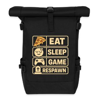Eat Sleep Game Respawn Design - Roll Top Backpack - black - Front