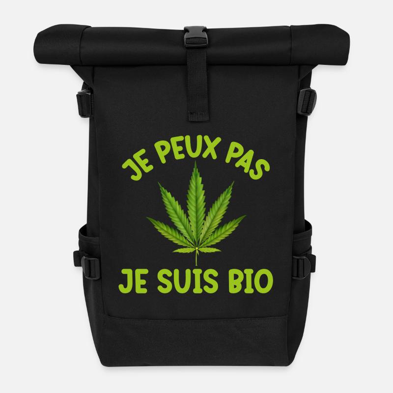 Organic Canna Message T-Shirt - Roll Top Backpack - black