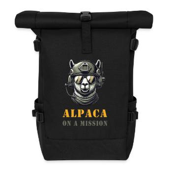 Alpaca in action - Roll Top Backpack - black - Front
