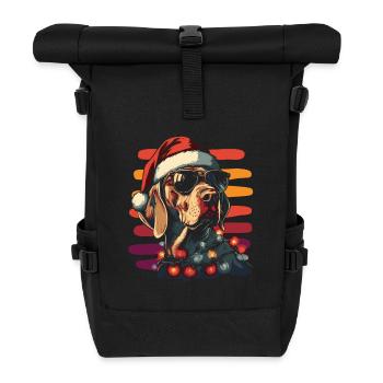Chapeau de Père Noël et lunettes de soleil du braque de Weimar - Sac à dos roll top - noir - Devant