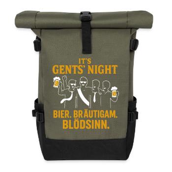 Gents Night – Bier, Bräutigam, Blödsinn! - Rolltop Rucksack - Olive/Schwarz - Vorne