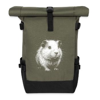 Sweet guinea pig in dot style - Roll Top Backpack - olive/black - Front