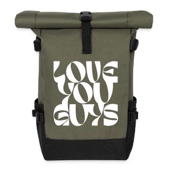 Bold Love You Guys Typografie Design - Rolltop Rucksack - Olive/Schwarz - Vorne