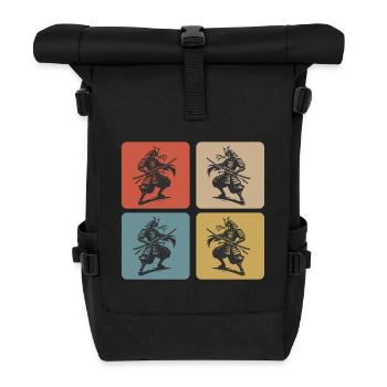 Samurai Japan Vintage Design - Roll Top Backpack - black - Front