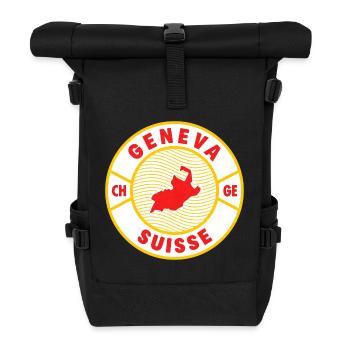 Genf Schweiz Vintage Badge - Rolltop Rucksack - Schwarz - Vorne
