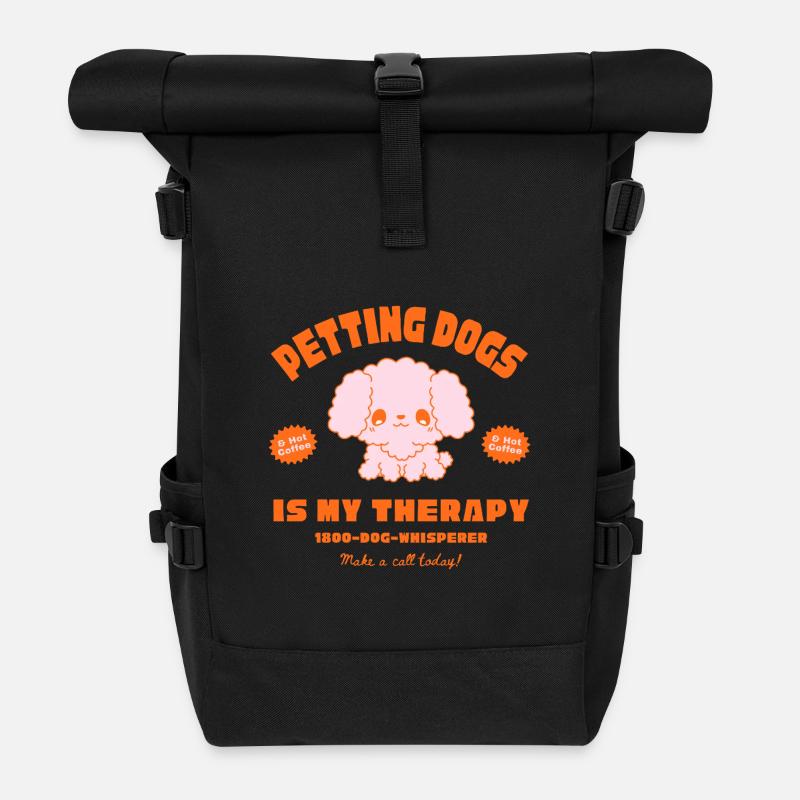 Hundetherapie mit Kaffee-Charme - Rolltop Rucksack - Schwarz