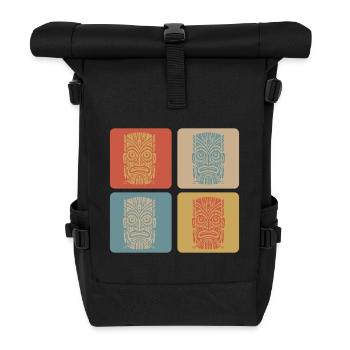 Tiki Maske - Rolltop Rucksack - Schwarz - Vorne