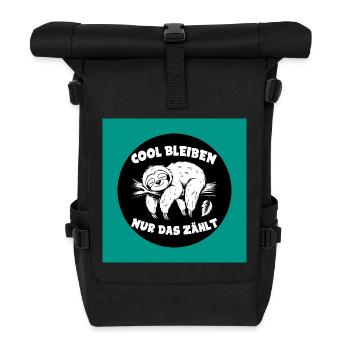 Cool bleiben immer mit der Ruhe lustiges Faultier - Rolltop Rucksack - Schwarz - Vorne
