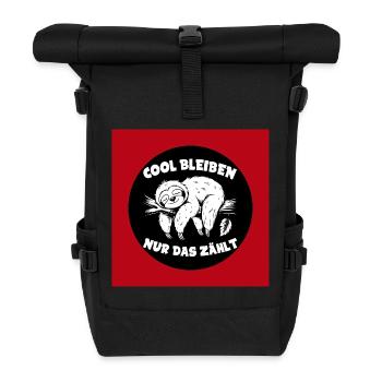 Cool bleiben immer mit der Ruhe lustiges Faultier - Rolltop Rucksack - Schwarz - Vorne