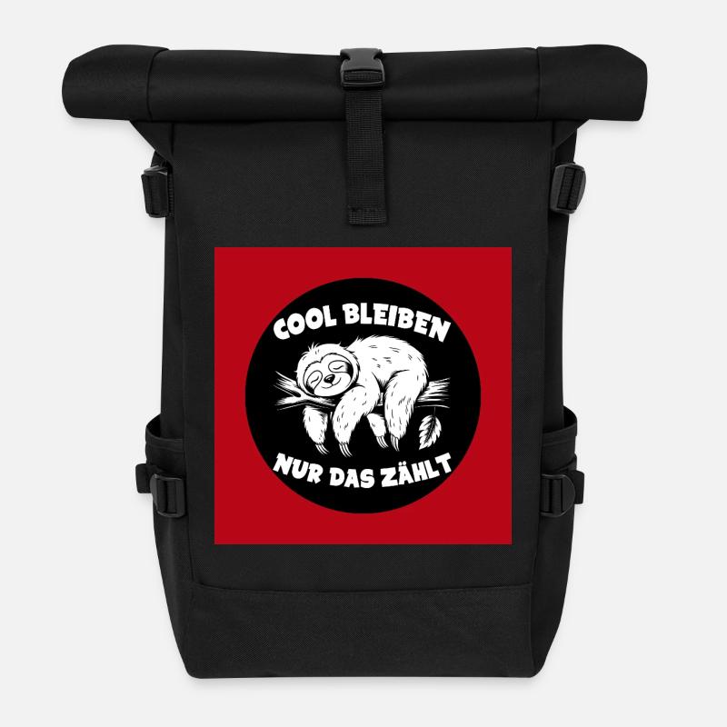 Cool bleiben immer mit der Ruhe lustiges Faultier - Rolltop Rucksack - Schwarz