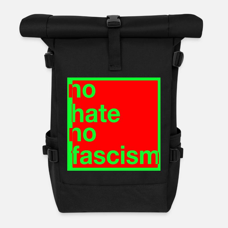 Pas de haine, pas de fascisme - Sac à dos roll top - noir