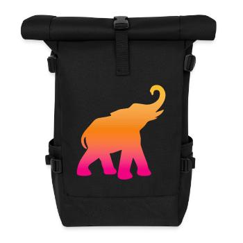 Elefant Verlauf Yoga farbenfroh Indien Meditation - Rolltop Rucksack - Schwarz - Vorne