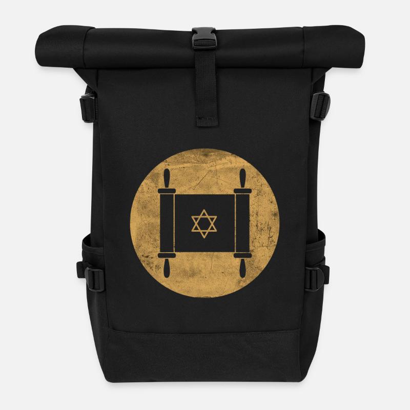 Torarolle im goldenen Kreis - Rolltop Rucksack - Schwarz
