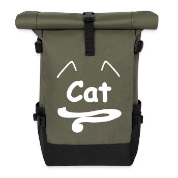 cat, sprüche, ohren, schwanz - Rolltop Rucksack - Olive/Schwarz - Vorne