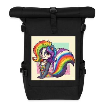Regenbogenskunk im Kleid - Rolltop Rucksack - Schwarz - Vorne