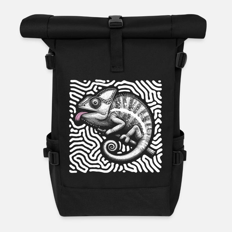 Chamäleon Pastell Stammeskunst - Rolltop Rucksack - Schwarz