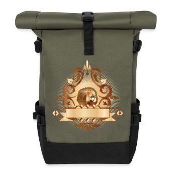 Marmorkuchen Motiv mit Ornamenten verziert - Rolltop Rucksack - Olive/Schwarz - Vorne