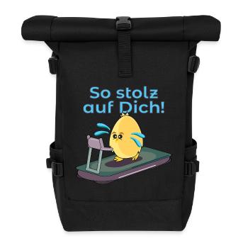 SPORT MOTIVATION STOLZ - LAUFBAND KÜKEN EI - Rolltop Rucksack - Schwarz - Vorne