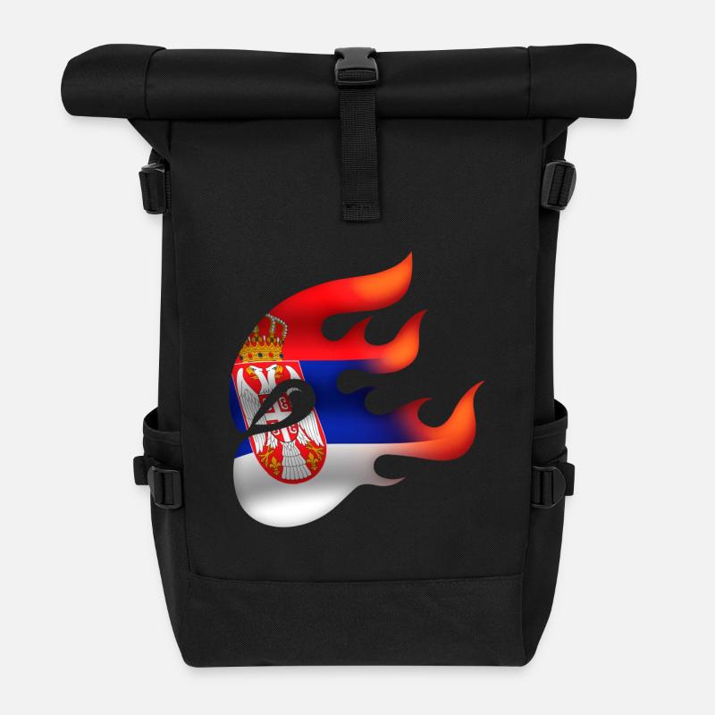 Flag of Serbia - Serbian - Ninja - Roll Top Backpack - black