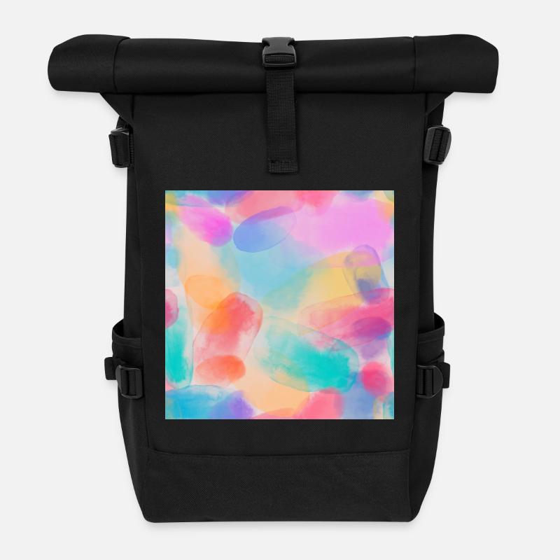 Wasserfarben - Rolltop Rucksack - Schwarz