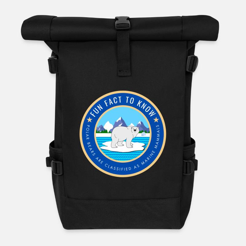 Polar Bears are classified as marine mammals - Roll Top Backpack - black