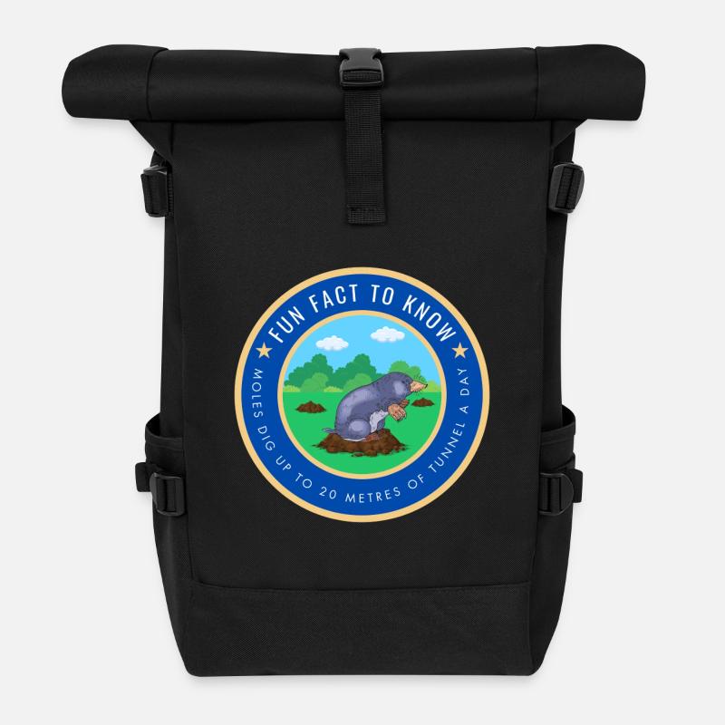 Moles dig up to 20 Metres of tunnel a day - Roll Top Backpack - black