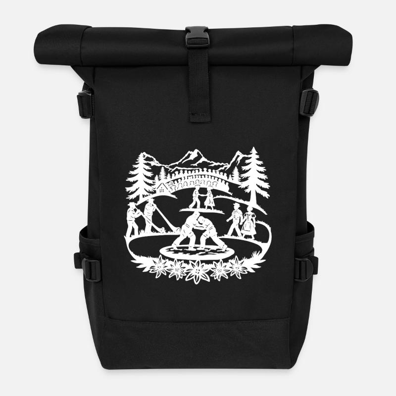 Schwingfest_1_white - Rolltop Rucksack - Schwarz