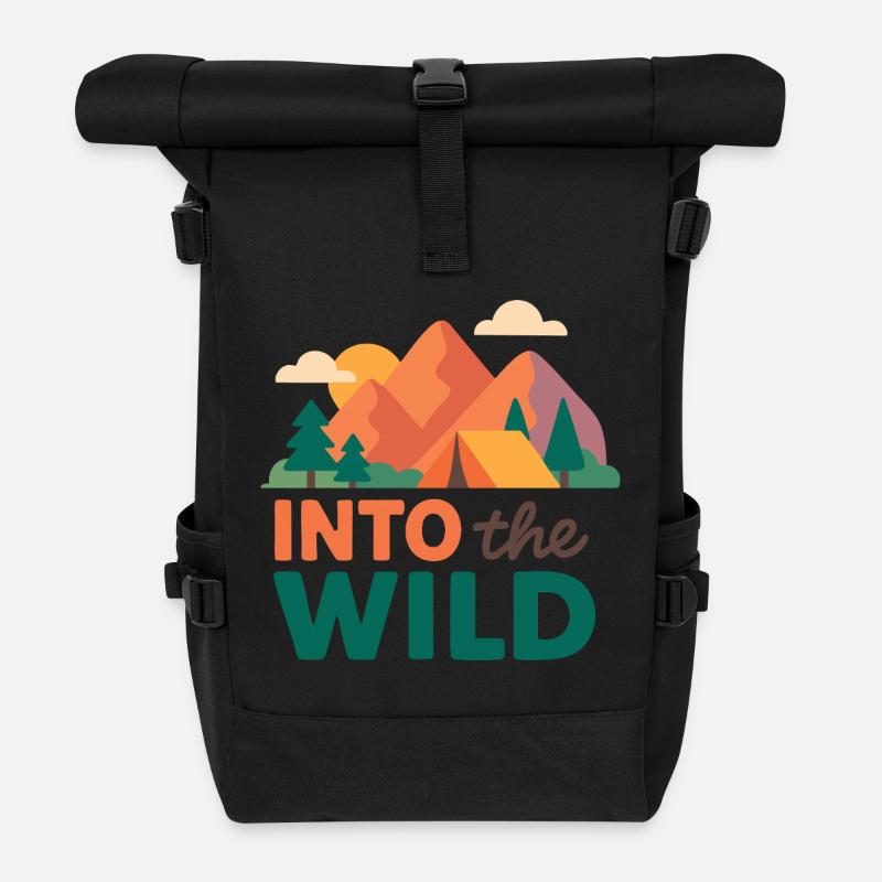 Montagnes et forêt nature sauvage - Sac à dos roll top - noir